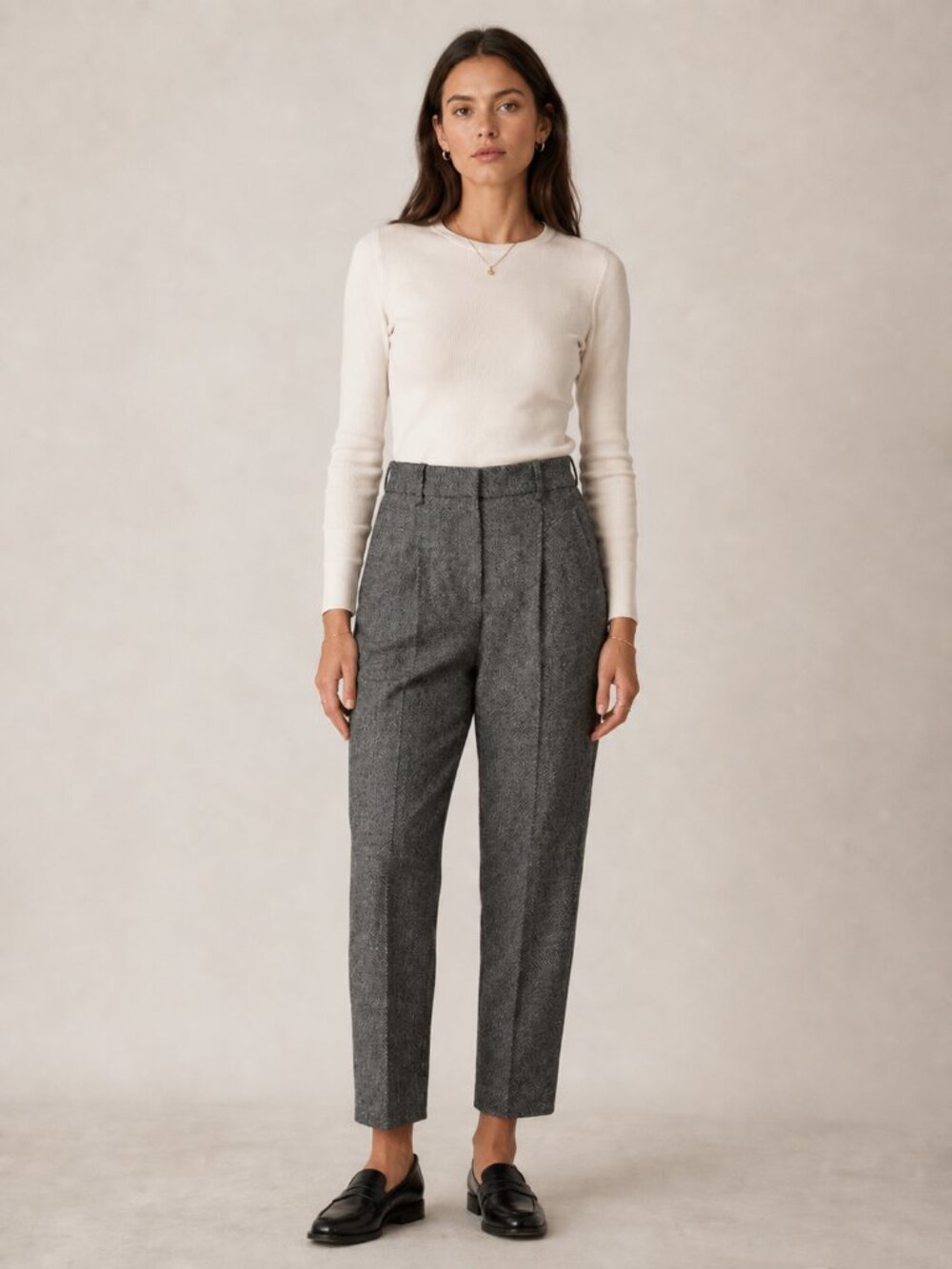 MAJE Wool Blend High Waist Pleated Slim leg Pants Size 36